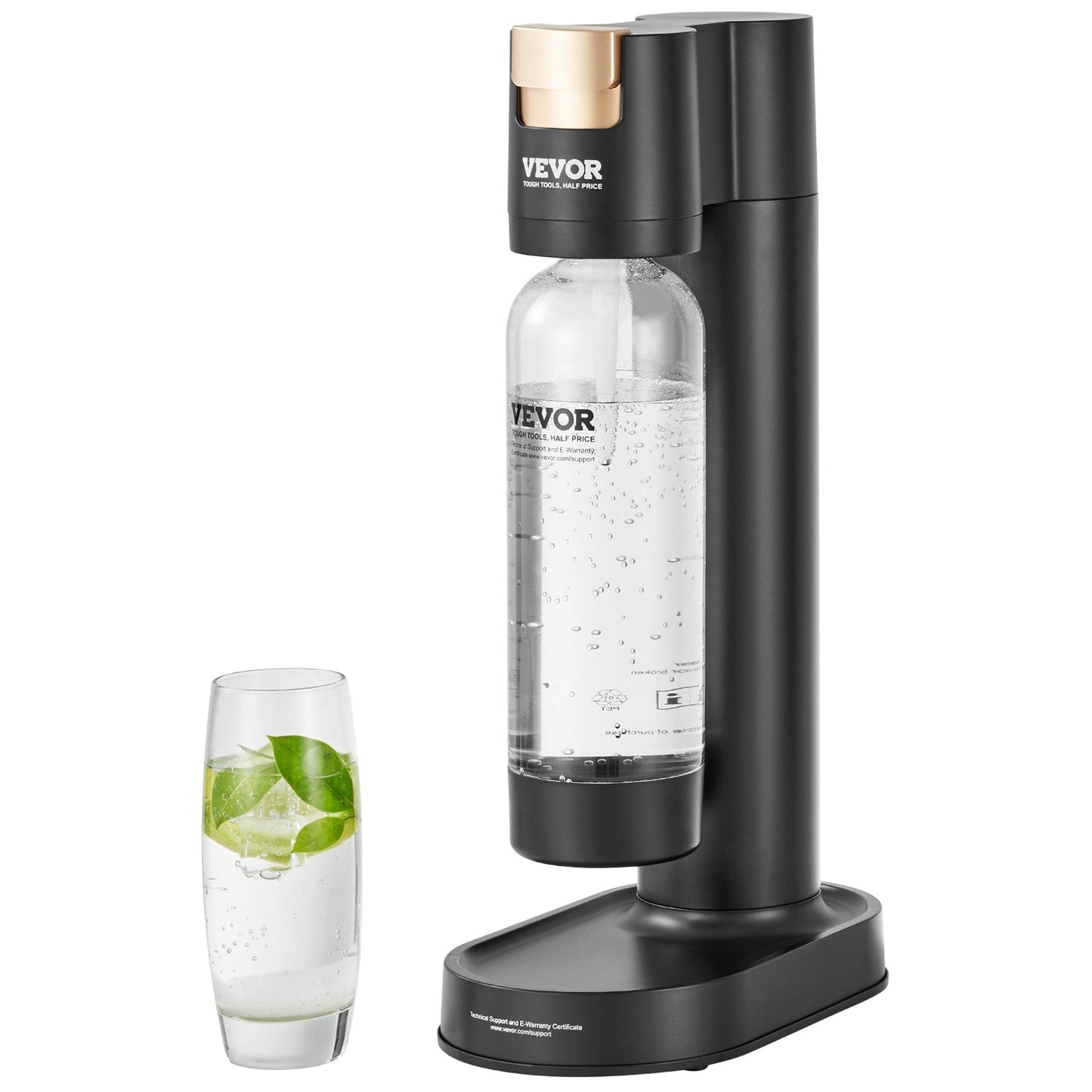 Home Soda Maker with 1L Bottle, Black - Compatible with 60L CO2 Cylinder