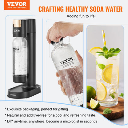 Home Soda Maker with 2 Bottles, CO2 Compatible, Black, 1.31 kg