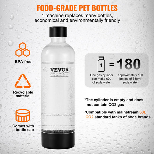 Home Soda Maker with 2 CO2 Cylinders & BPA-Free 1L Bottle, 2.62 kg, 0.25m High