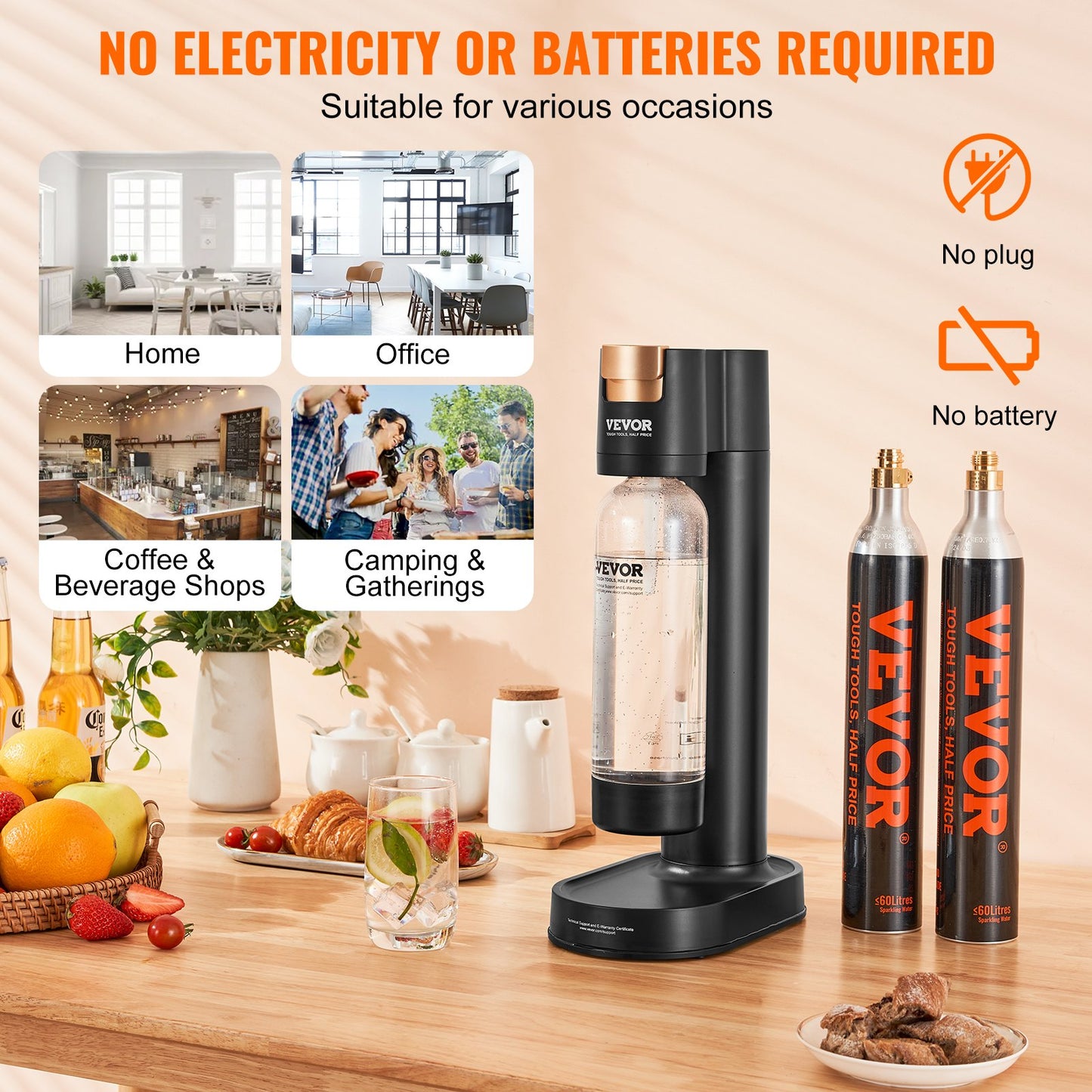 VEVOR Sparkling Water Maker, Soda Maker Machine for Home Carbonating, Seltzer Water