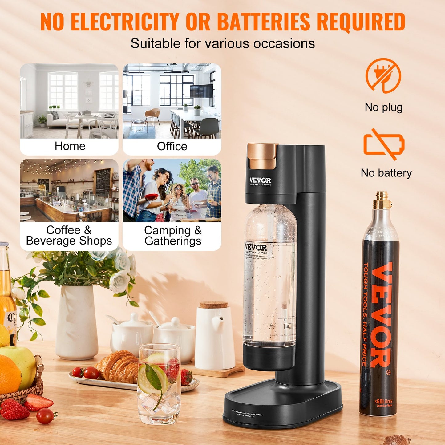 VEVOR Sparkling Water Maker, Soda Maker Machine for Home Carbonating, Seltzer Water