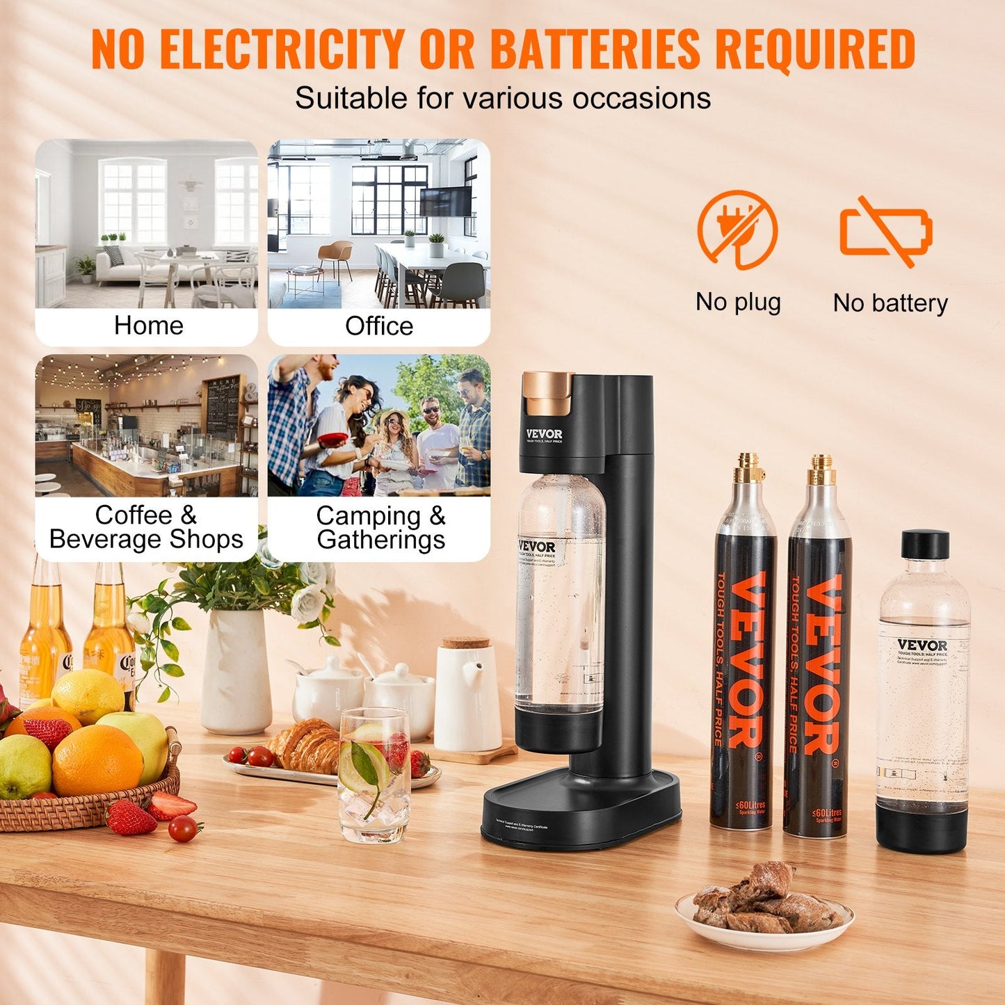 Home Soda Maker with CO2 Cylinders & BPA-Free Bottles, 2.85 kg, 0.25x0.14x0.43 m