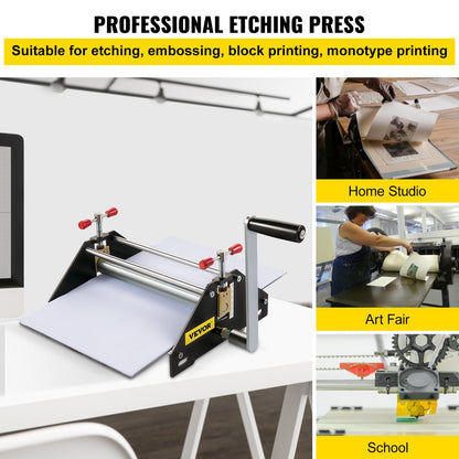 Basic Etching Press with Large Metal Bed Plate, 41.9 x 26.6 cm, Silver