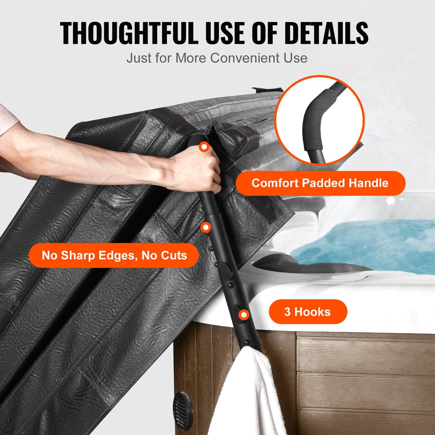 VEVOR Hot Tub Cover Lift, Spa Cover Lift, Height 80-105 cm Width 145-235 cm Adjustable,