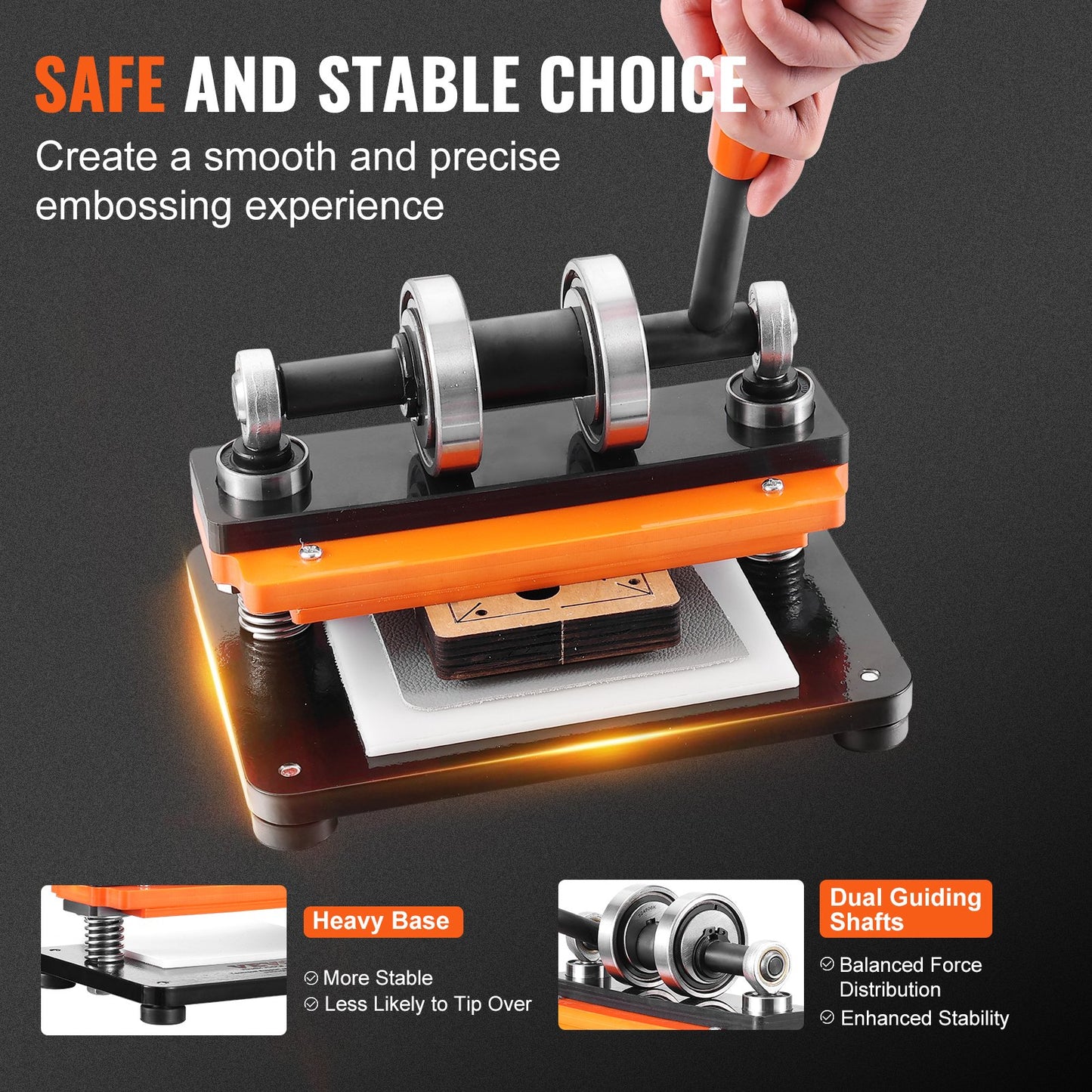 VEVOR Leather Cutting Machine, 7.1 x 3.9 in Embossing Plate Manual Die Cutter, 0.47