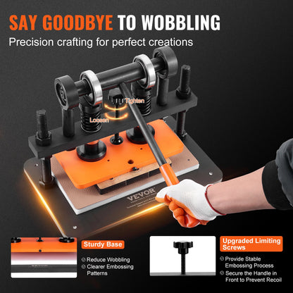 VEVOR Leather Cutting Machine, 10.2 x 5.9 in Embossing Plate Manual Die Cutter,