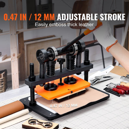 Manual Leather Die Cutter with 260 x 150 mm Embossing Plate, 24.7 kg Capacity