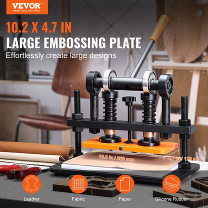 Manual Leather Die Cutter with 260 x 120 mm Embossing Plate, 1.5T Capacity
