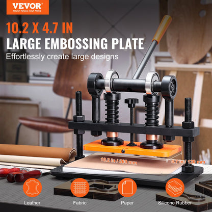 VEVOR Leather Cutting Machine, 10.2 x 4.7 in Embossing Plate Manual Die Cutter,