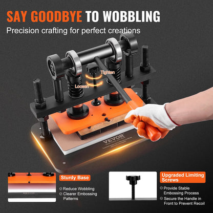 Manual Leather Die Cutter with 260 x 120 mm Embossing Plate, 1.5T Capacity