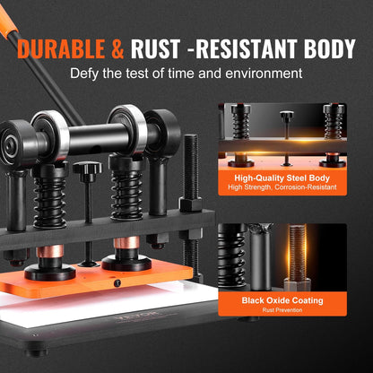 Manual Leather Die Cutter with 260 x 120 mm Embossing Plate, 1.5T Capacity