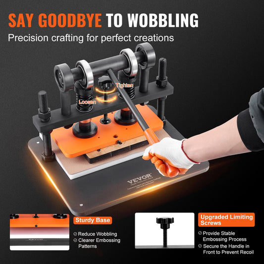 Manual Leather Die Cutter with Dual Guide Shafts, 280 x 140 mm Embossing Plate