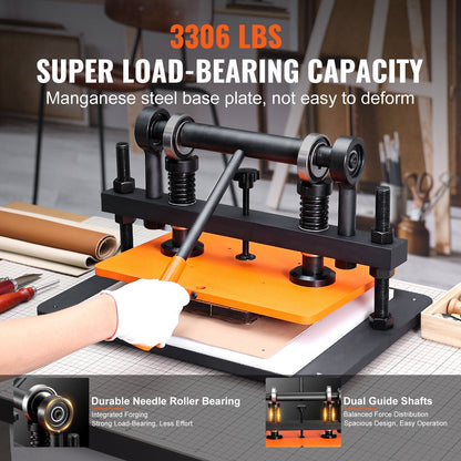 Manual Leather Die Cutter with 0.47m Stroke and 44kg Capacity, 360x260mm Plate