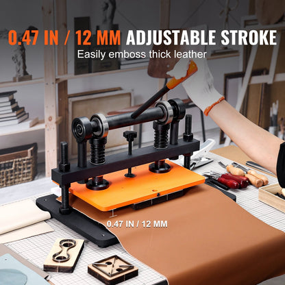 Manual Leather Die Cutter with 0.47m Stroke and 44kg Capacity, 360x260mm Plate