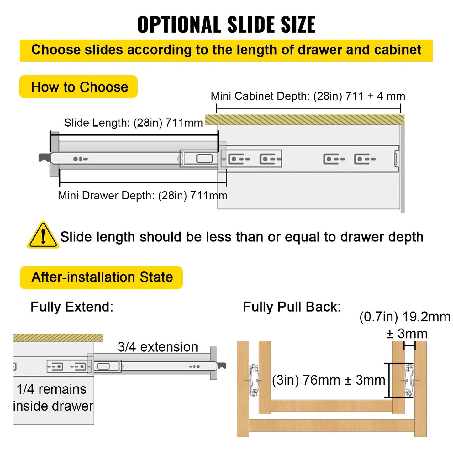Heavy-Duty Steel Drawer Slides with Lock, 71 cm, 227 kg Capacity, Full Extension