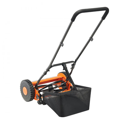 35cm Push Reel Lawn Mower 5-Blade Adjustable Height Grass Catcher 2-Wheel