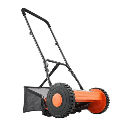 35cm Push Reel Lawn Mower 5-Blade Adjustable Height Grass Catcher 2-Wheel