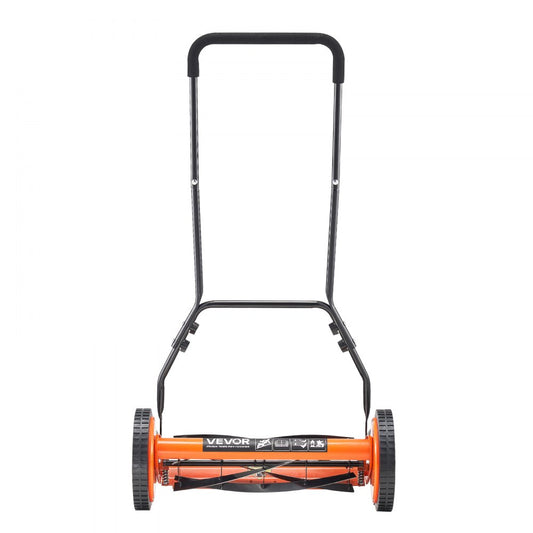 VEVOR 45cm Push Reel Lawn Mower 5-Blade Adjustable Height Grass Catcher 4-Wheel