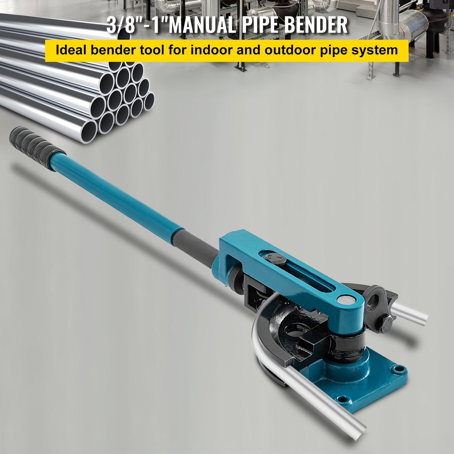 Manual Pipe Tube Bender with 7 Dies, 10mm-25mm Capacity, Heavy Duty Tool