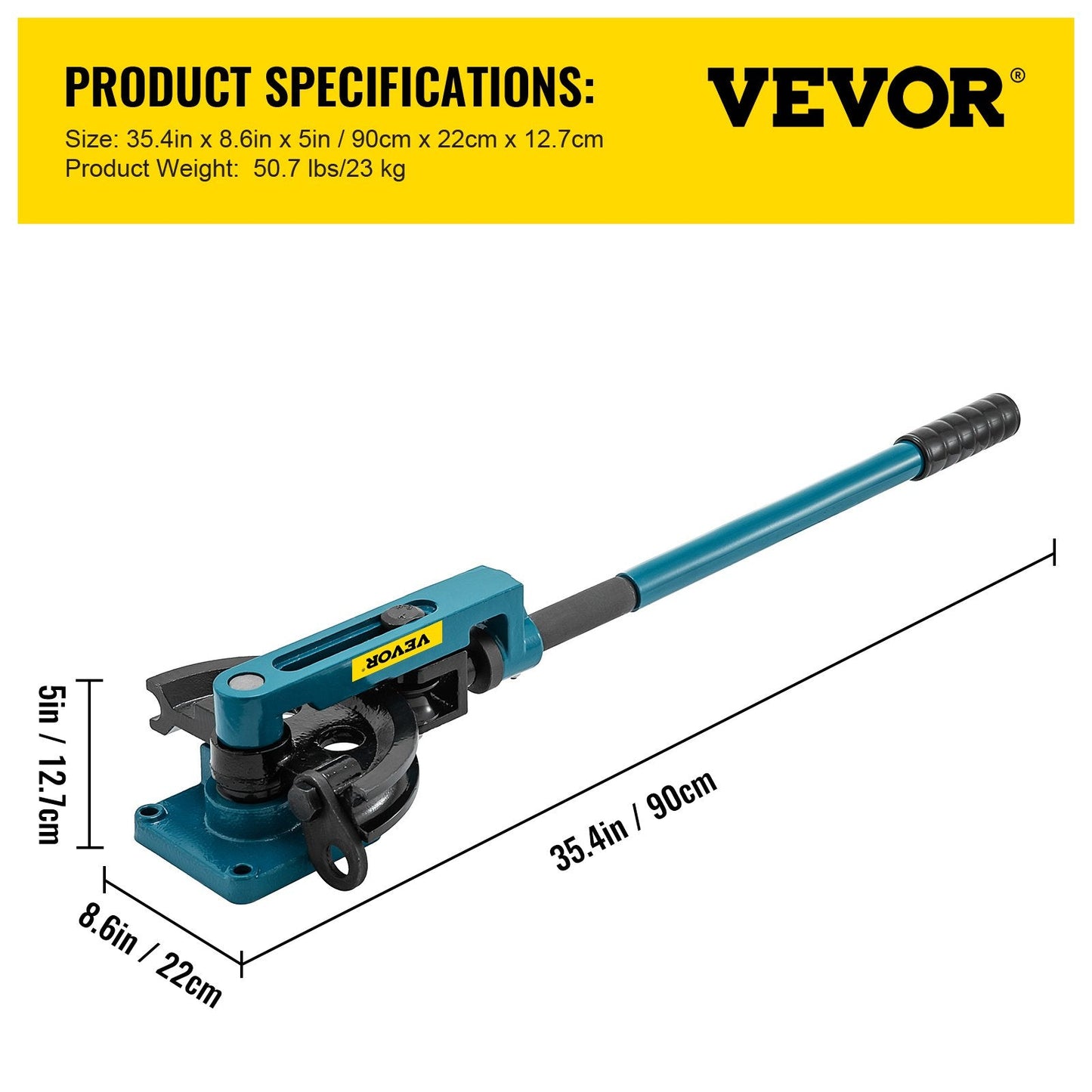 Manual Pipe Tube Bender with 7 Dies, 10mm-25mm Capacity, Heavy Duty Tool