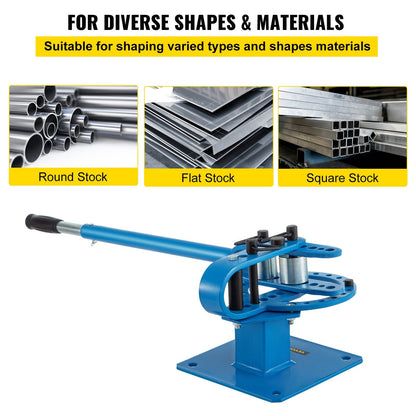 Manual Pipe Bending Machine with 7 Dies, 2.5-7.6cm Capacity, Compact Design