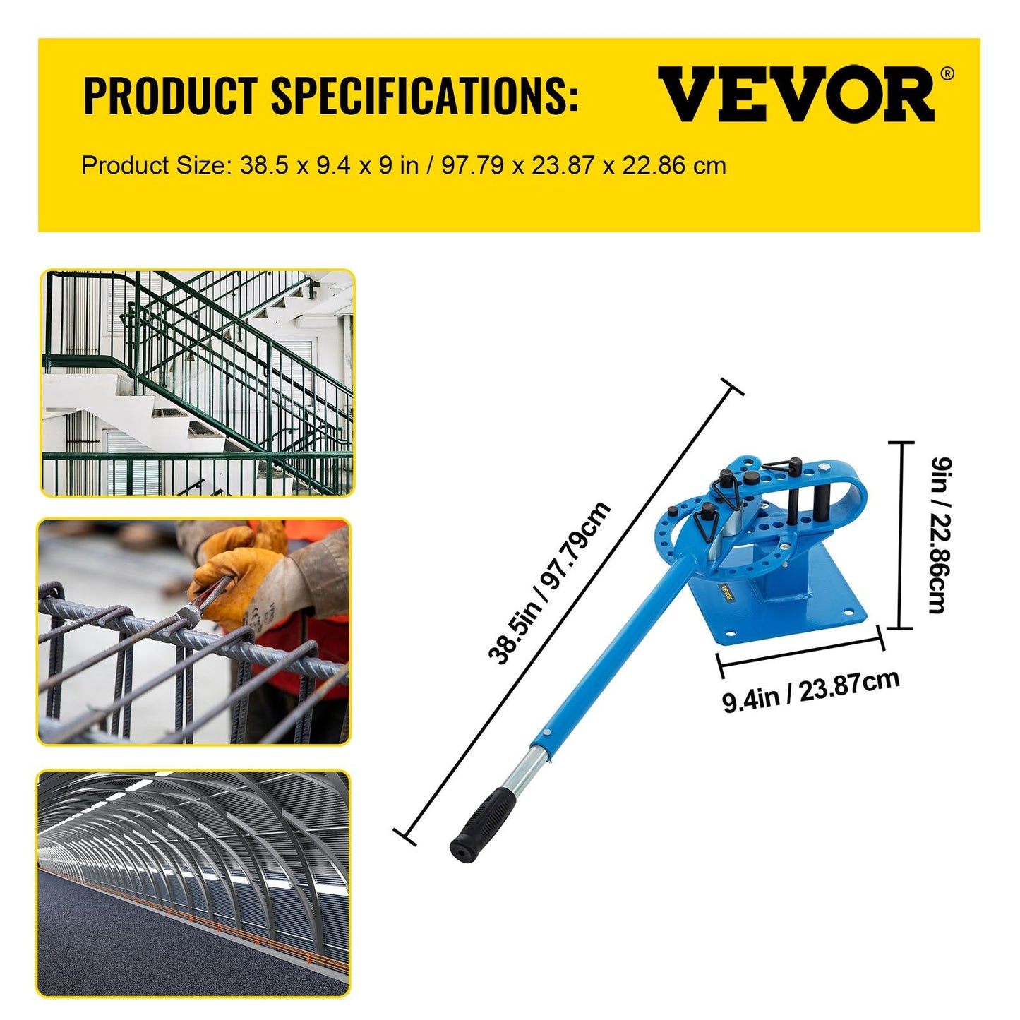 Manual Pipe Bending Machine with 7 Dies, 2.5-7.6cm Capacity, Compact Design
