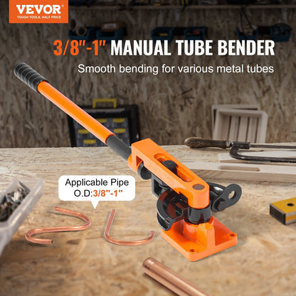Manual Pipe Bender, 0.95-2.54 cm OD, 7 Dies for HVAC & Auto Repair