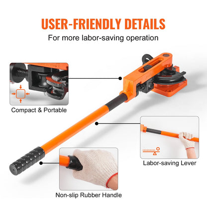 Manual Pipe Bender, 0.95-2.54 cm OD, 7 Dies for HVAC & Auto Repair