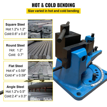 Universal Metal Bender with Detachable Lever, 0-120° for Round & Flat Steel