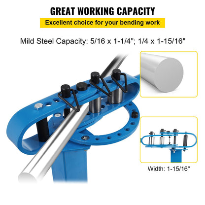 Manual Floor Metal Bender with 7 Dies, 117.2 cm Handle, 21.3 kg Capacity