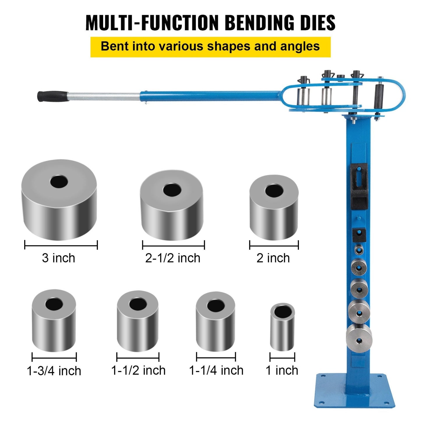 Manual Floor Metal Bender with 7 Dies, 117.2 cm Handle, 21.3 kg Capacity