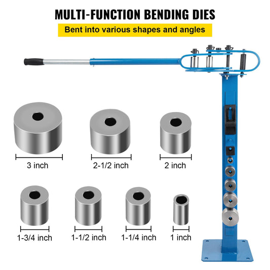 Manual Floor Metal Bender with 7 Dies, 117.2 cm Handle, 21.3 kg Capacity