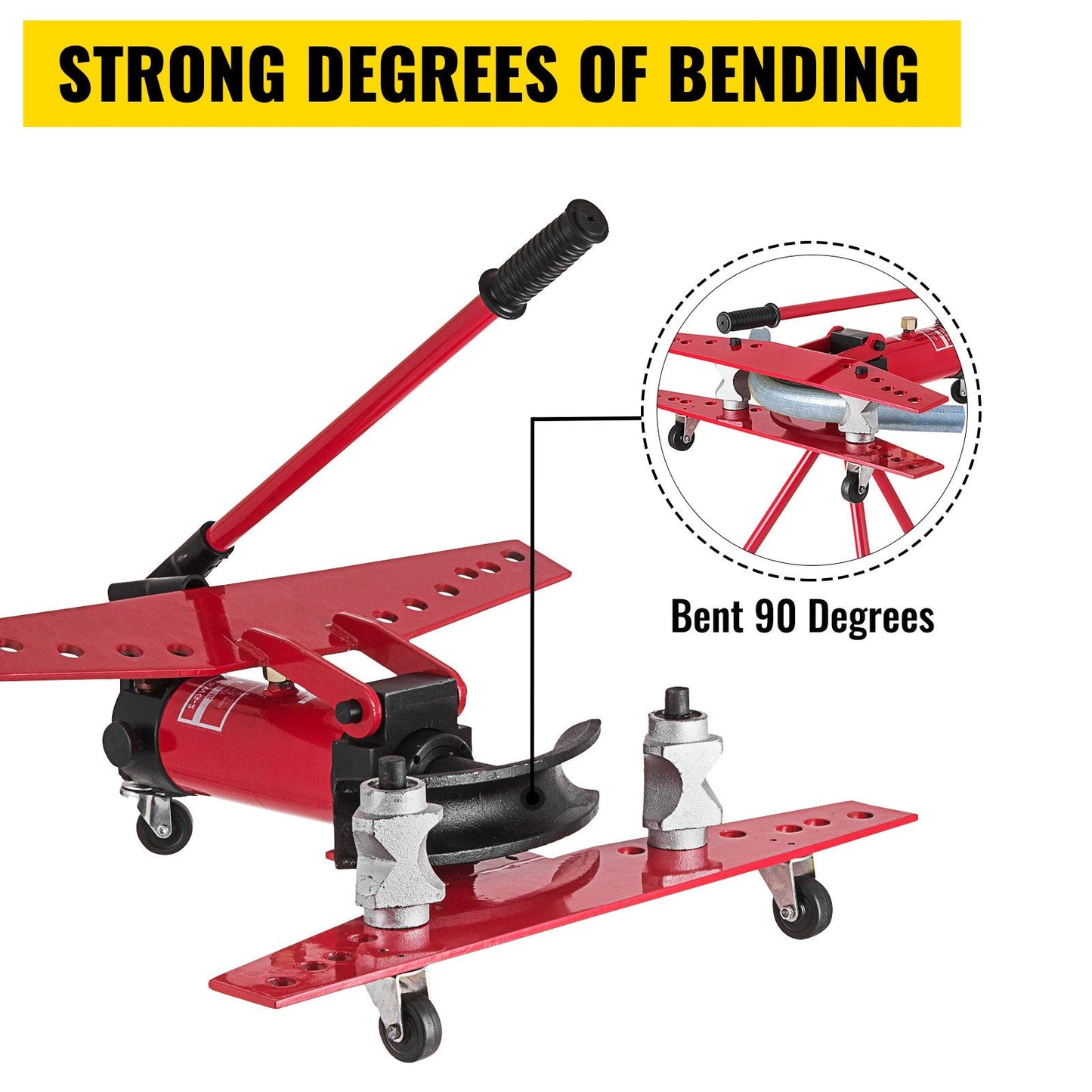 Manual Pipe Bender 16T, Bends 0.9-2.4m Pipes, Ideal for Heating & Piping Work
