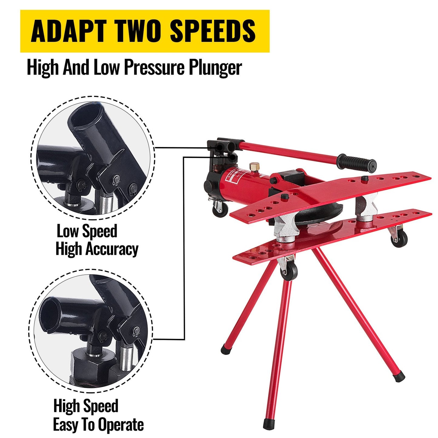 Manual Pipe Bender 16T, Bends 0.9-2.4m Pipes, Ideal for Heating & Piping Work