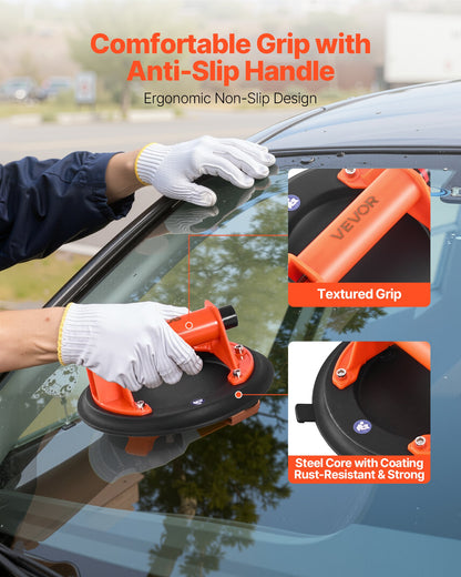 Vacuum Suction Cup, 203 mm Vacuum Glass Lifter with ABS Handle, 180 kg Max Lifting Capacity Tile Suction Cup Tool with Carrying Case for Lifting Large Tile, Granite, Drywall, Windows (2-Pack)
