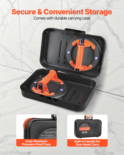 Vacuum Suction Cup, 203 mm Vacuum Glass Lifter with Metal Handle, 195 kg Max Lifting Capacity Tile Suction Cup Tool with Carrying Case for Lifting Large Tile, Granite, Drywall, Windows (2-Pack)