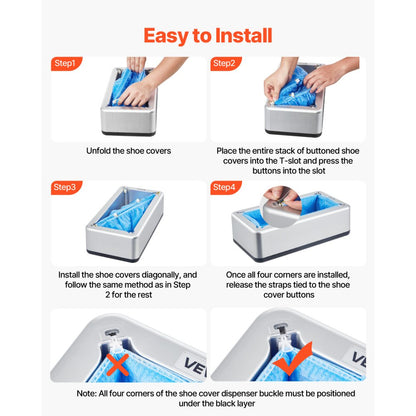 VEVOR Shoe Cover Dispenser Fits Up to US 11 with 100 Disposable Plastic Covers