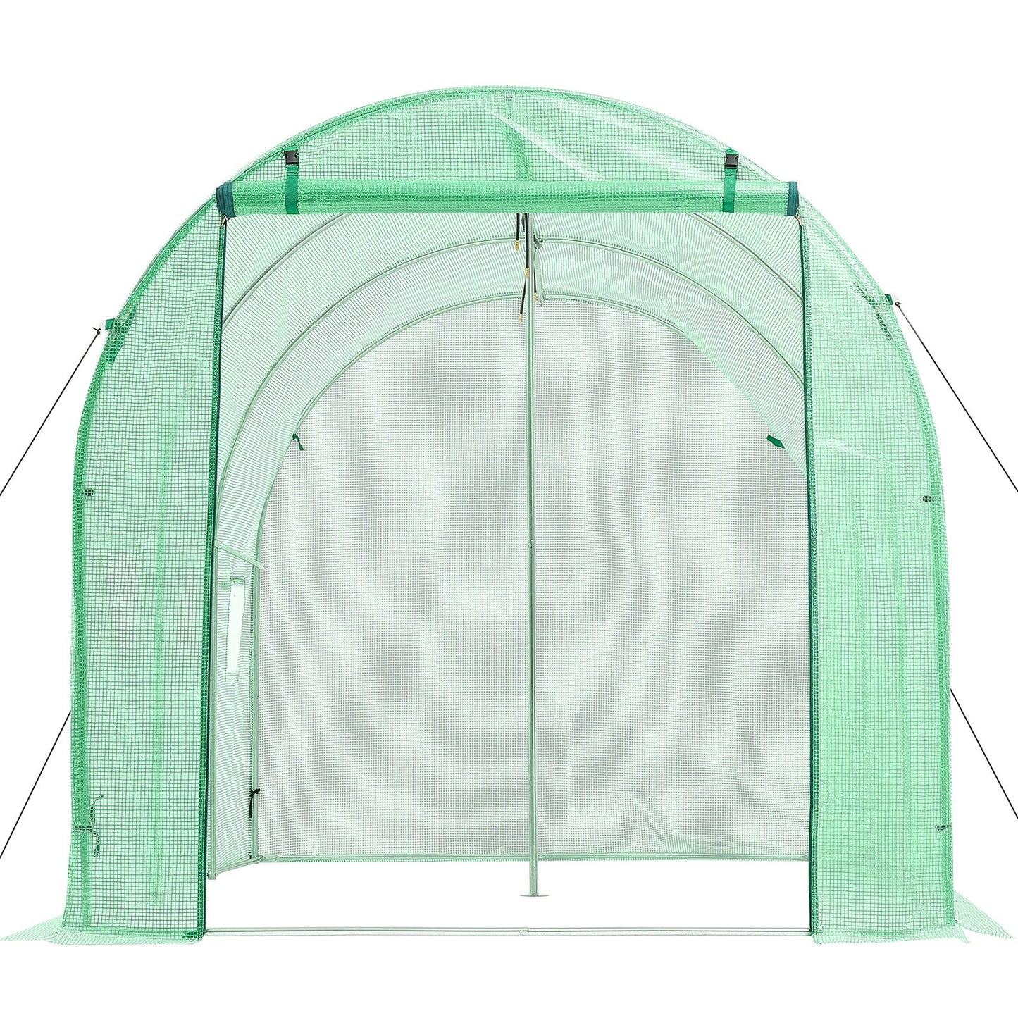 Walk-in Tunnel Greenhouse, 2.93x1.97x1.94 m Hoop House Greenhouse Tunnel with Watering System, Plant Hot House with Steel Frame, PE Cover, Roll-Up Zipper Door and 6 Windows for Outdoors, Green
