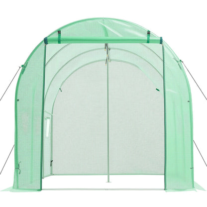 Walk-in Tunnel Greenhouse, 2.93x1.97x1.94 m Hoop House Greenhouse Tunnel with Watering System, Plant Hot House with Steel Frame, PE Cover, Roll-Up Zipper Door and 6 Windows for Outdoors, Green