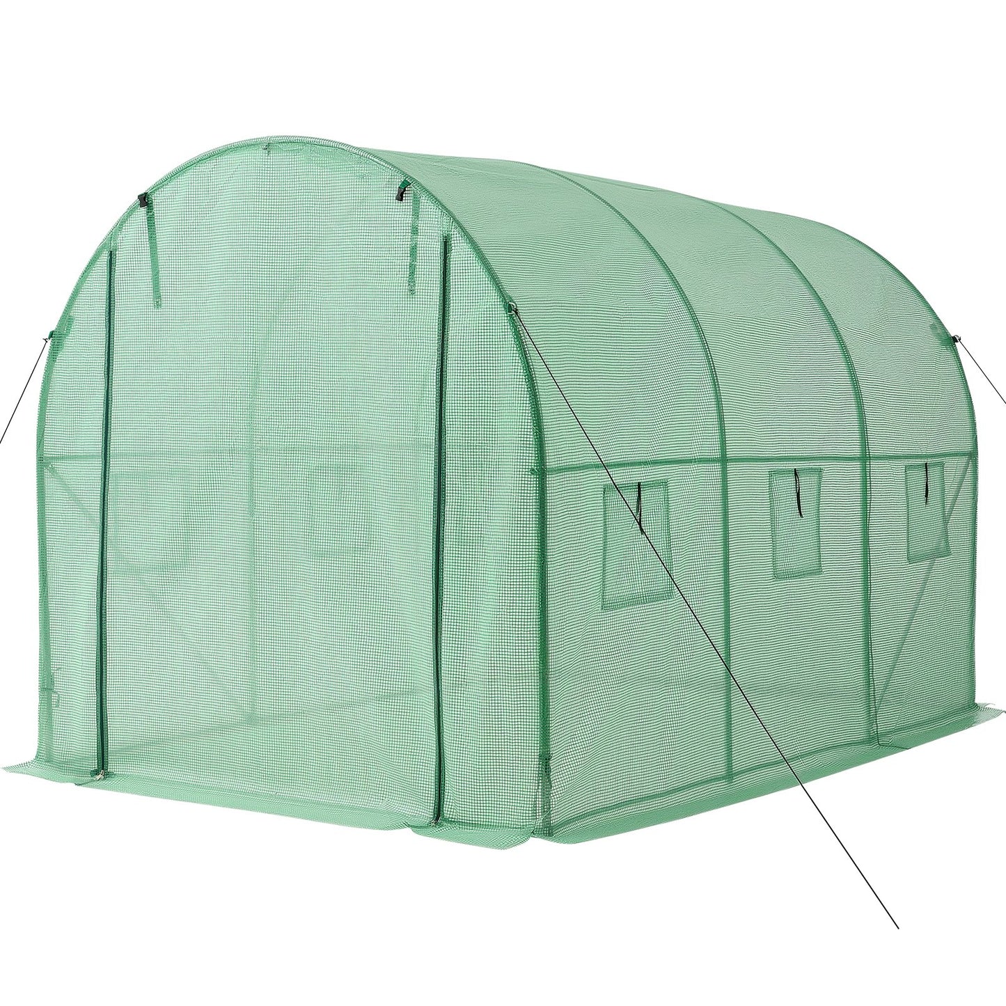 Walk-in Tunnel Greenhouse, 2.93x1.97x1.94 m Hoop House Greenhouse Tunnel with Watering System, Plant Hot House with Steel Frame, PE Cover, Roll-Up Zipper Door and 6 Windows for Outdoors, Green