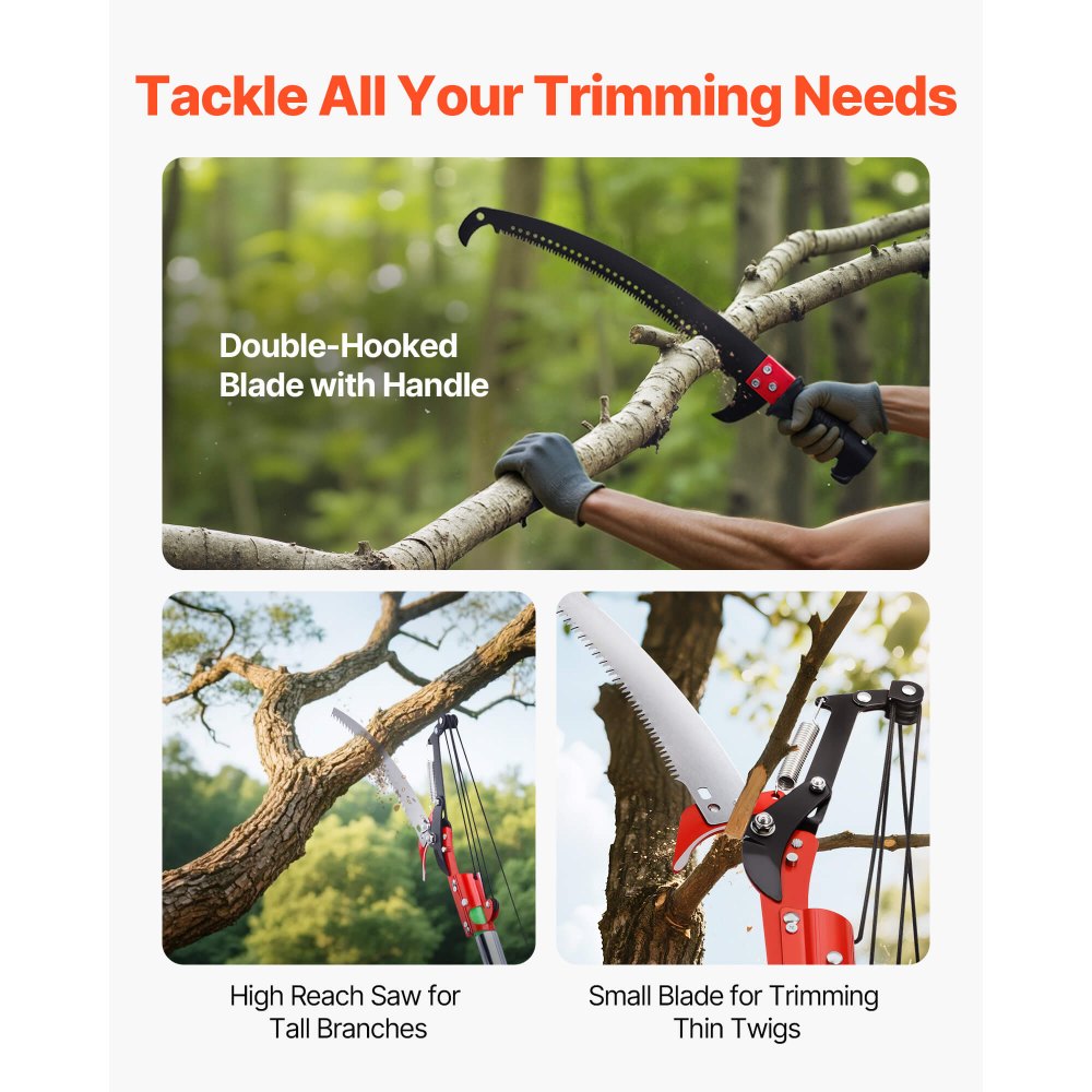 Manual Pole Saw Extendable Pole Tree Pruner 118-809.3 cm with Scissors