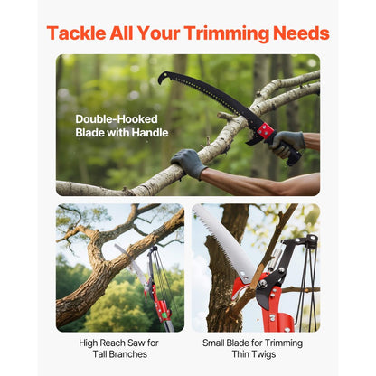 Manual Pole Saw Extendable Pole Tree Pruner 118-809.3 cm with Scissors