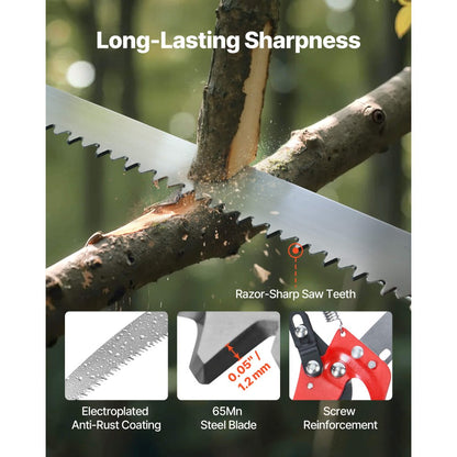 Manual Pole Saw Extendable Pole Tree Pruner 118-809.3 cm with Scissors