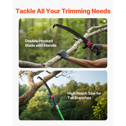 Manual Pole Saw Extendable Pole Tree Pruner 118-809.3 cm 65Mn Steel Blade