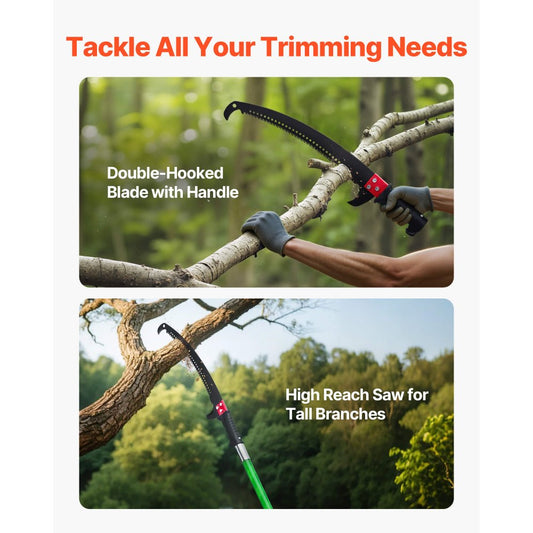 Manual Pole Saw Extendable Pole Tree Pruner 118-809.3 cm 65Mn Steel Blade