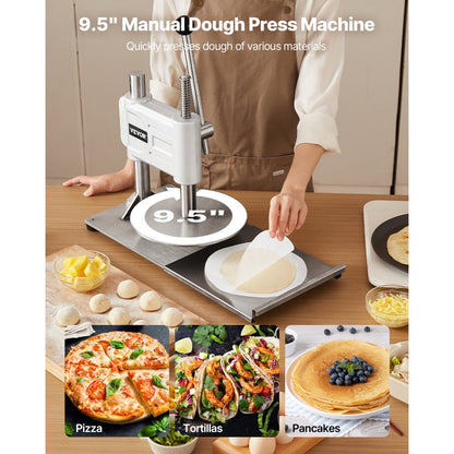 VEVOR 9.5 in Manual Pizza Dough Press Machine Commercial Pizza Pastry Sheeter