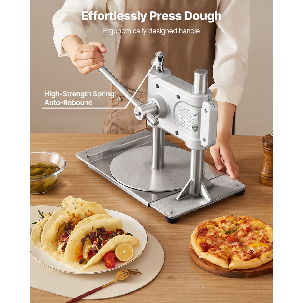 VEVOR 9.5 in Manual Pizza Dough Press Machine Commercial Pizza Pastry Sheeter