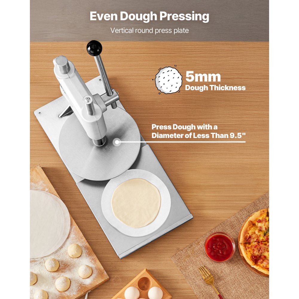VEVOR 9.5 in Manual Pizza Dough Press Machine Commercial Pizza Pastry Sheeter