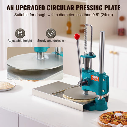 VEVOR Manual Pizza Dough Press Machine, 9.5inch/24cm Household Pizza Pastry, Stainless