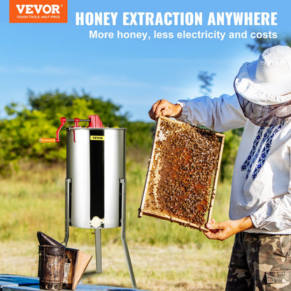 VEVOR Manual Honey Extractor, 2/4 Frames Honey Spinner Extractor, Stainless Steel